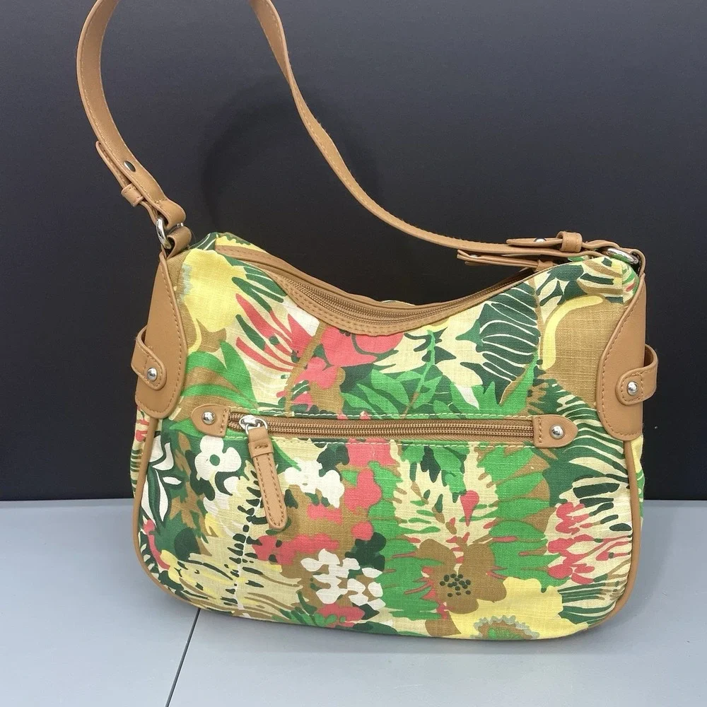 Rosetti Full Swing Shoulder Bag Purse Handbag Tropical Floral Faux Leather
